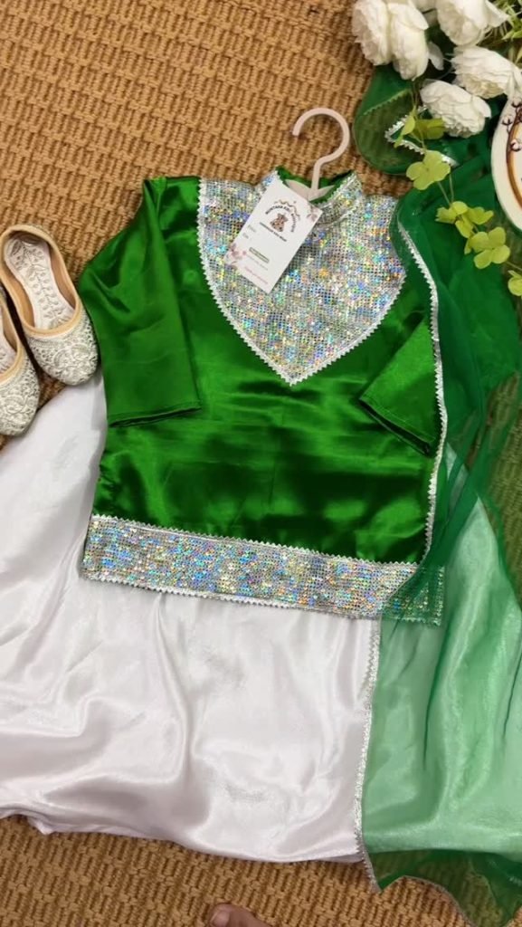 Green White Madhuri Dixit Outfit
