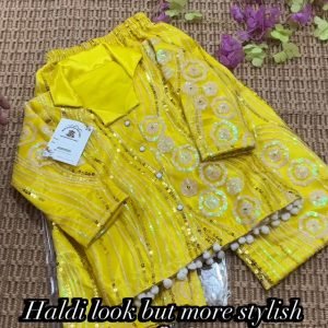 Yellow Sequin Net Co-ord Set